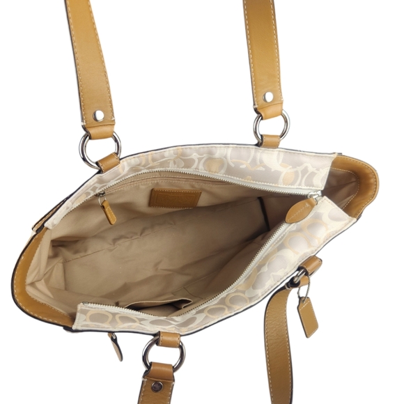 Coach Penelope Signature Cream / Gold Large Shoulder Bag Mom Tote Purse Classy - Picture 7 of 14